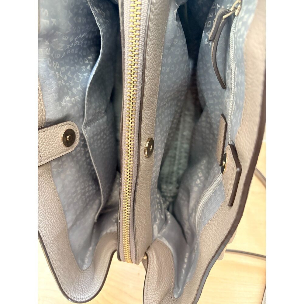 Authentic Kate Spade Larchmont Avenue Evangelie Nude Gray Handbag Satchel Cross - Picture 7 of 15